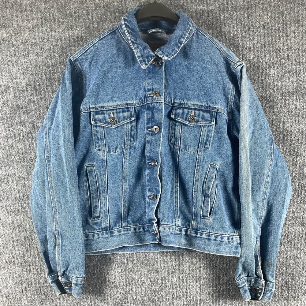 Route 66 Jacket Womens Medium Blue Denim Trucker Classic Jean Jacket Faded Retro
